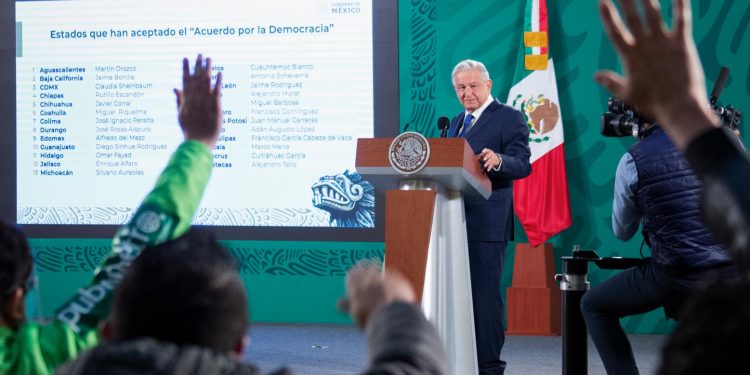 AMLO celebra respuesta de mandatarios estatales al Acuerdo Nacional por la Democracia