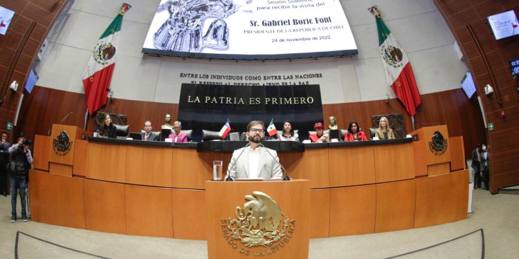 En Sesión Solemne recibe Senado al presidente de Chile, Gabriel Boric Font￼